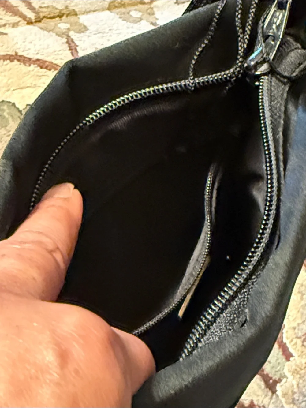 Black Satin Shoulder Clutch with Tassel Accent